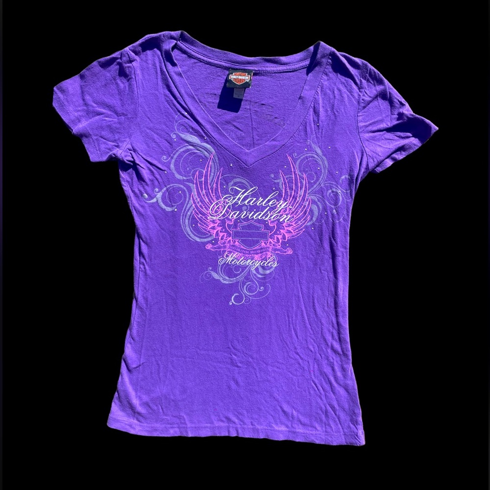 Harley Davidson purple v-neck T-Shirt